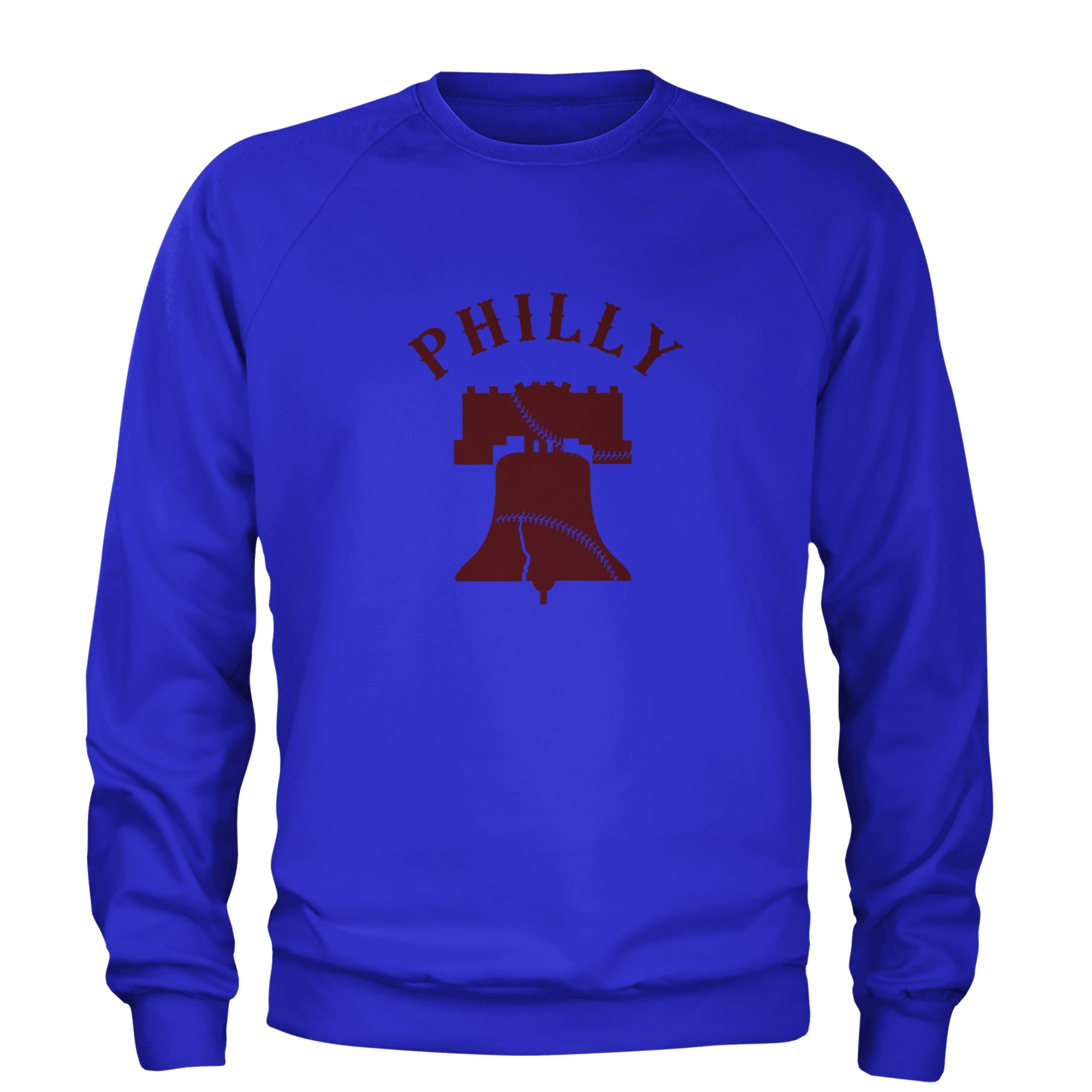 Philly Cracked Liberty Bell Adult Crewneck Sweatshirt Royal Blue
