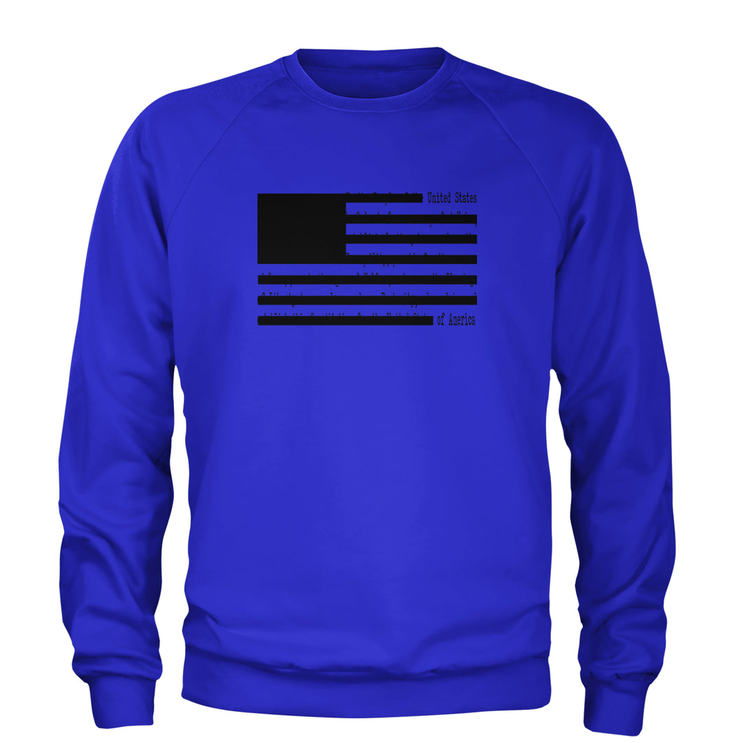 Redacted American Flag Adult Crewneck Sweatshirt Royal Blue