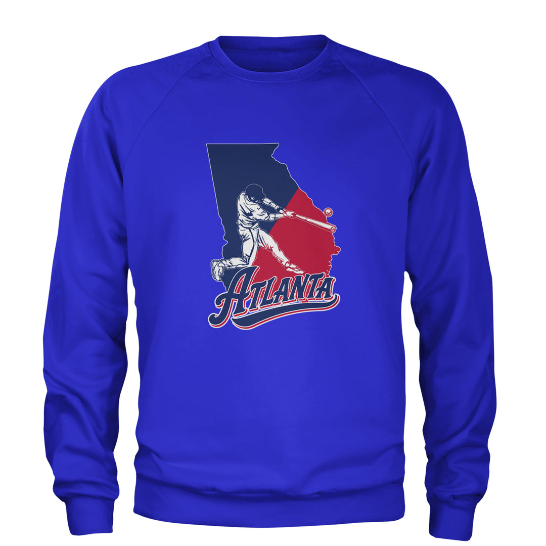 Atlanta Georgia Batter Up Adult Crewneck Sweatshirt Royal Blue