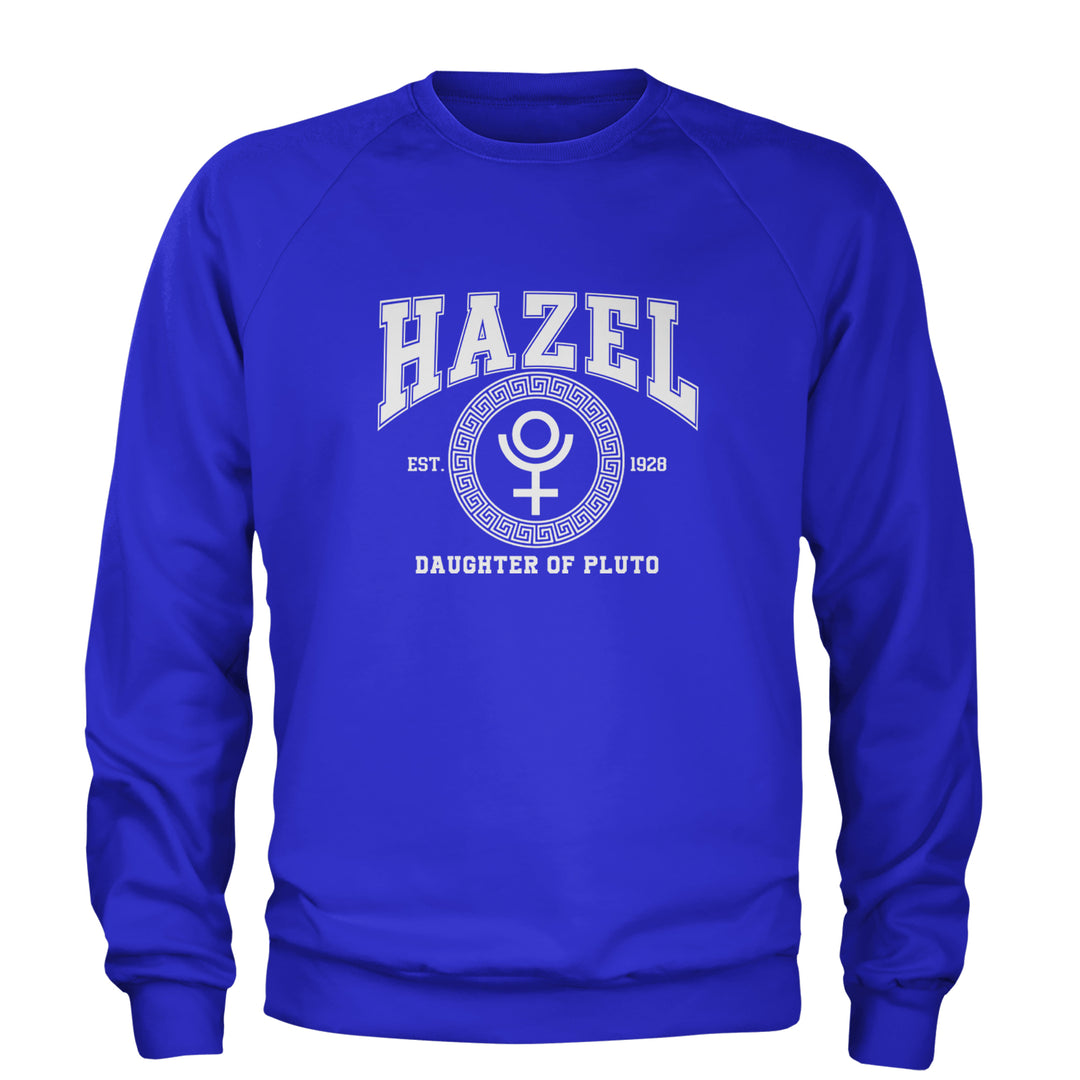 Hazel Daughter of Pluto Roman Gold Adult Crewneck Sweatshirt Royal Blue