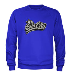 Sin City Vegas Retro Vintage Adult Crewneck Sweatshirt Royal Blue