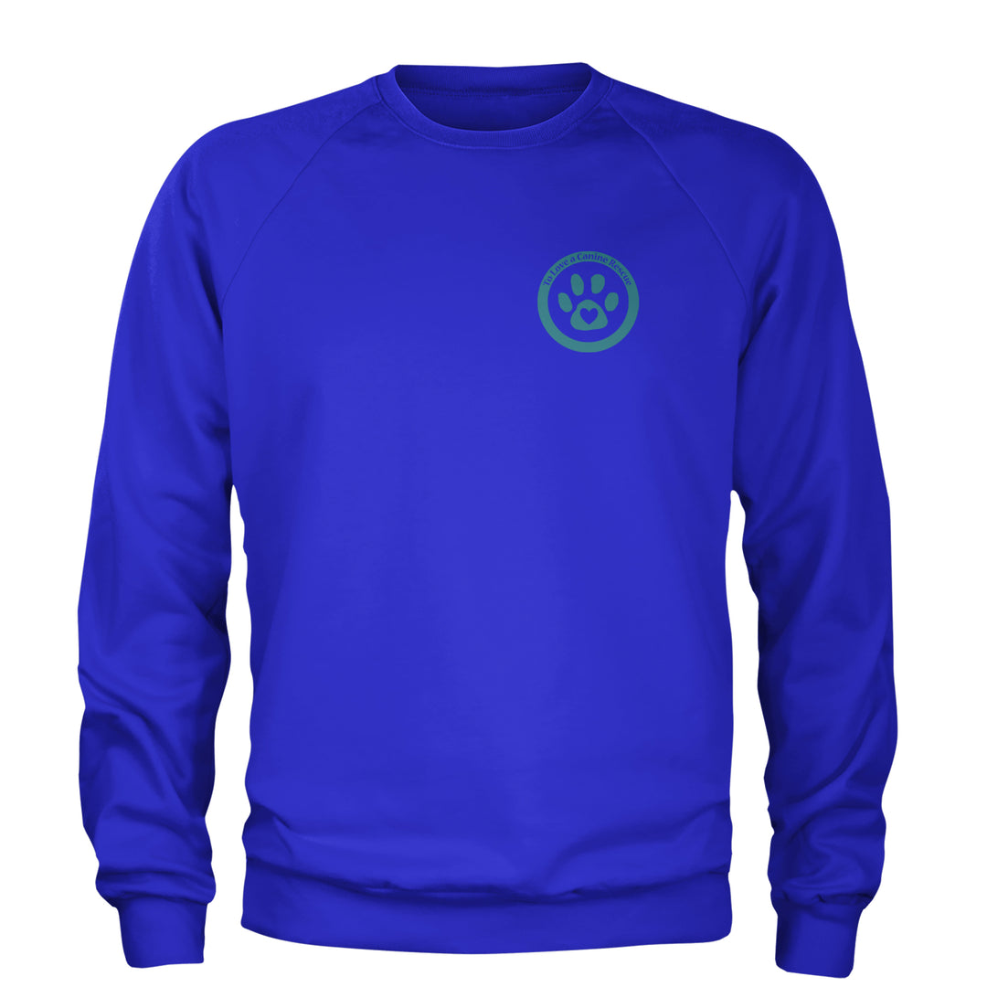 TLC To Love a Canine Dog Rescue Teal Adult Crewneck Sweatshirt Royal Blue
