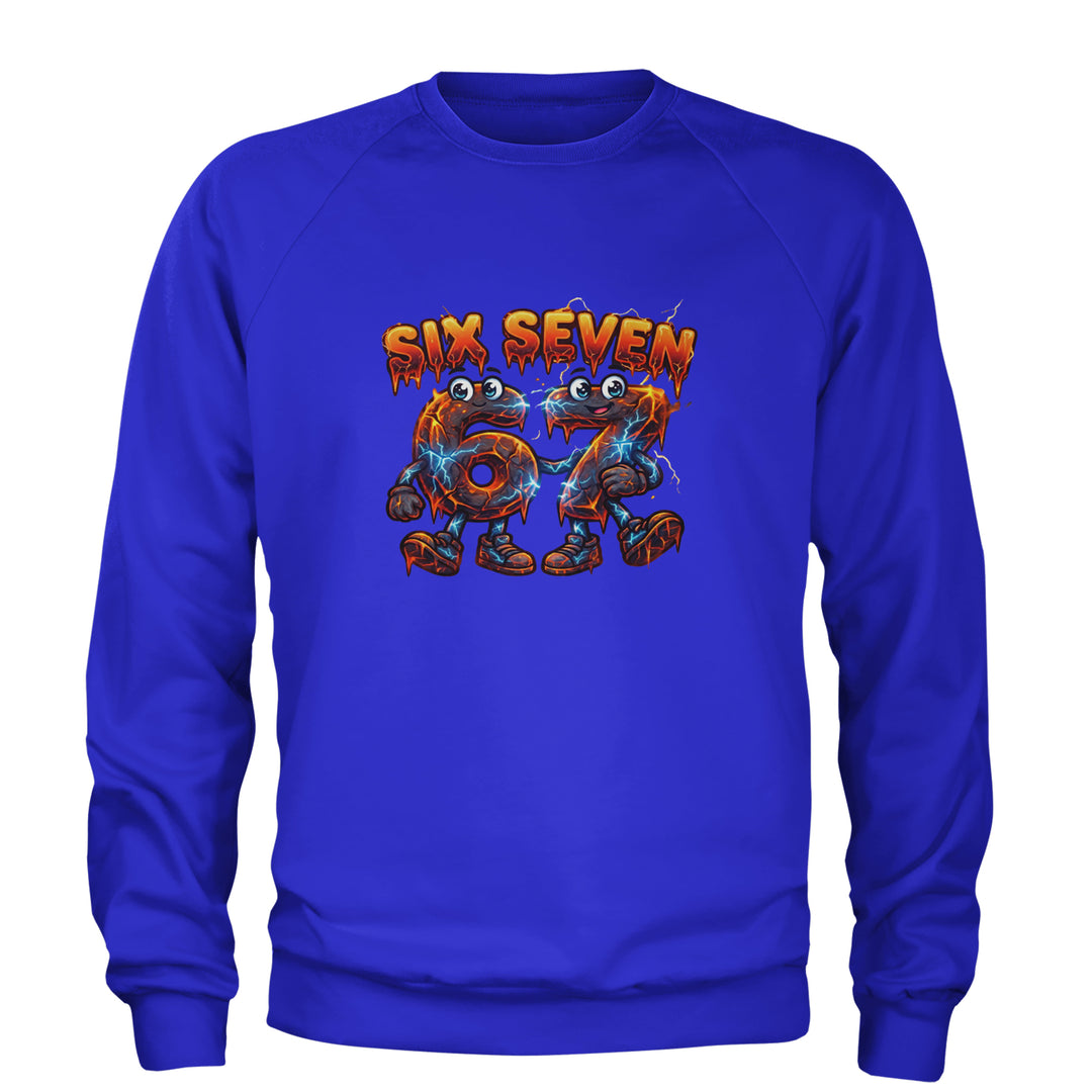 67 Lava Lightning Six Seven Meme Adult Crewneck Sweatshirt Royal Blue