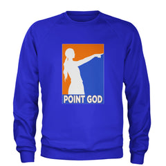 Point God Cunningham Basketball Pointing Meme  Adult Crewneck Sweatshirt Royal Blue