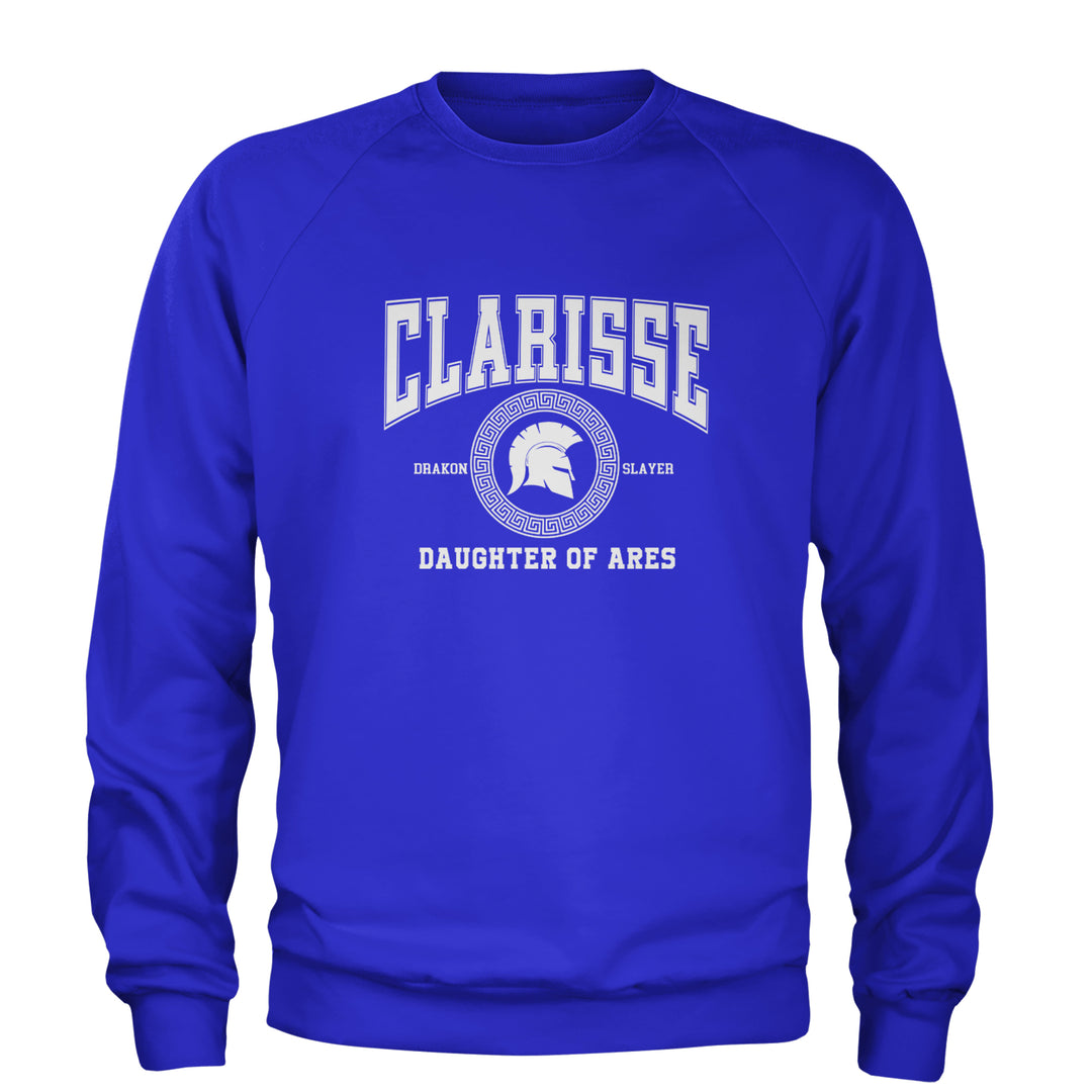 Clarisse Daughter of Ares Battle Ready Adult Crewneck Sweatshirt Royal Blue