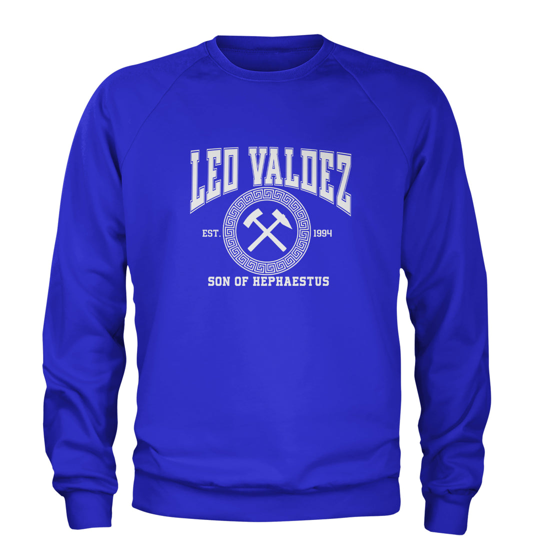 Leo Valdez Son of Hephaestus Forge Master Adult Crewneck Sweatshirt Royal Blue