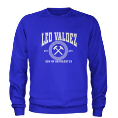 Leo Valdez Son of Hephaestus Forge Master Adult Crewneck Sweatshirt Royal Blue