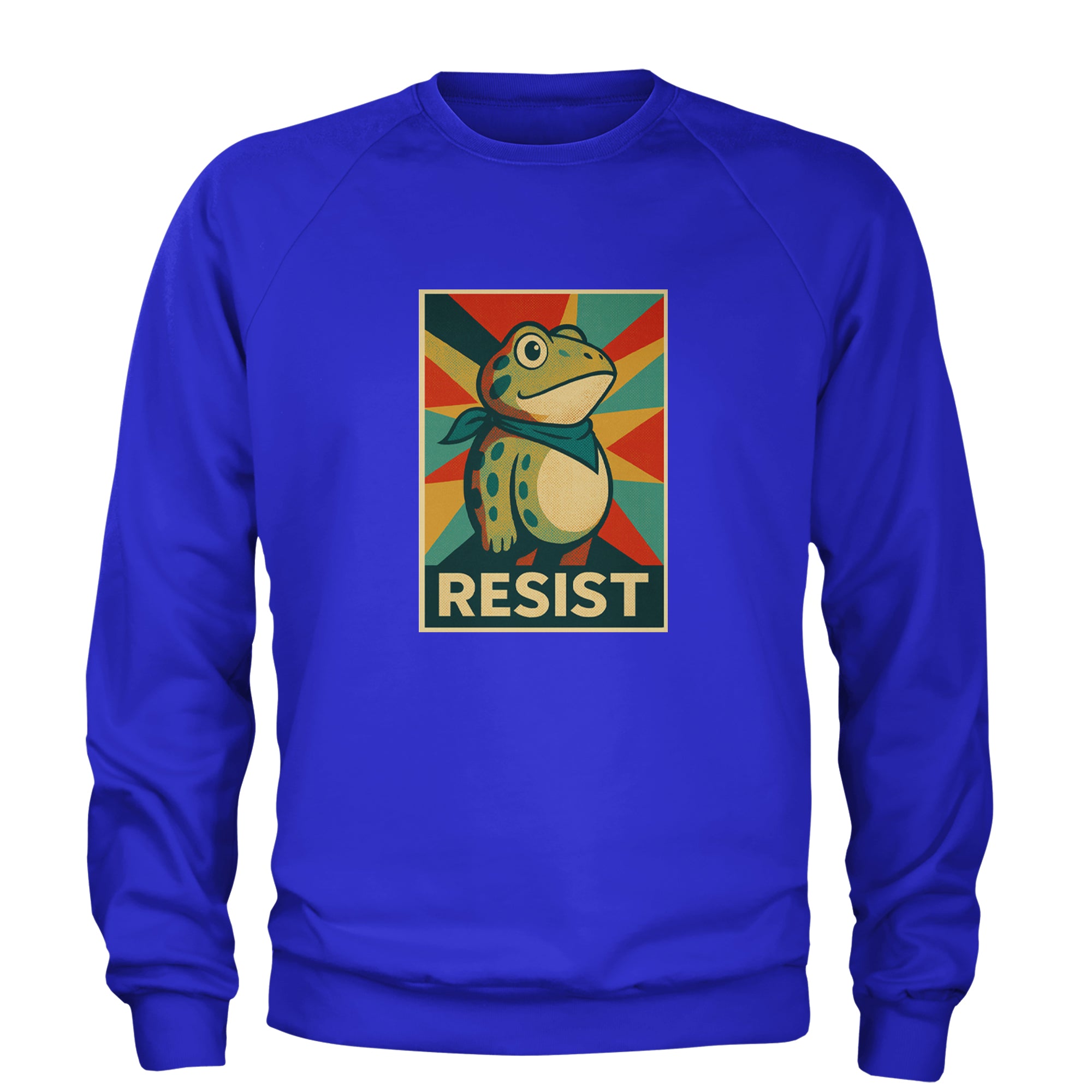 Resist Portland Protest Frog Adult Crewneck Sweatshirt Royal Blue
