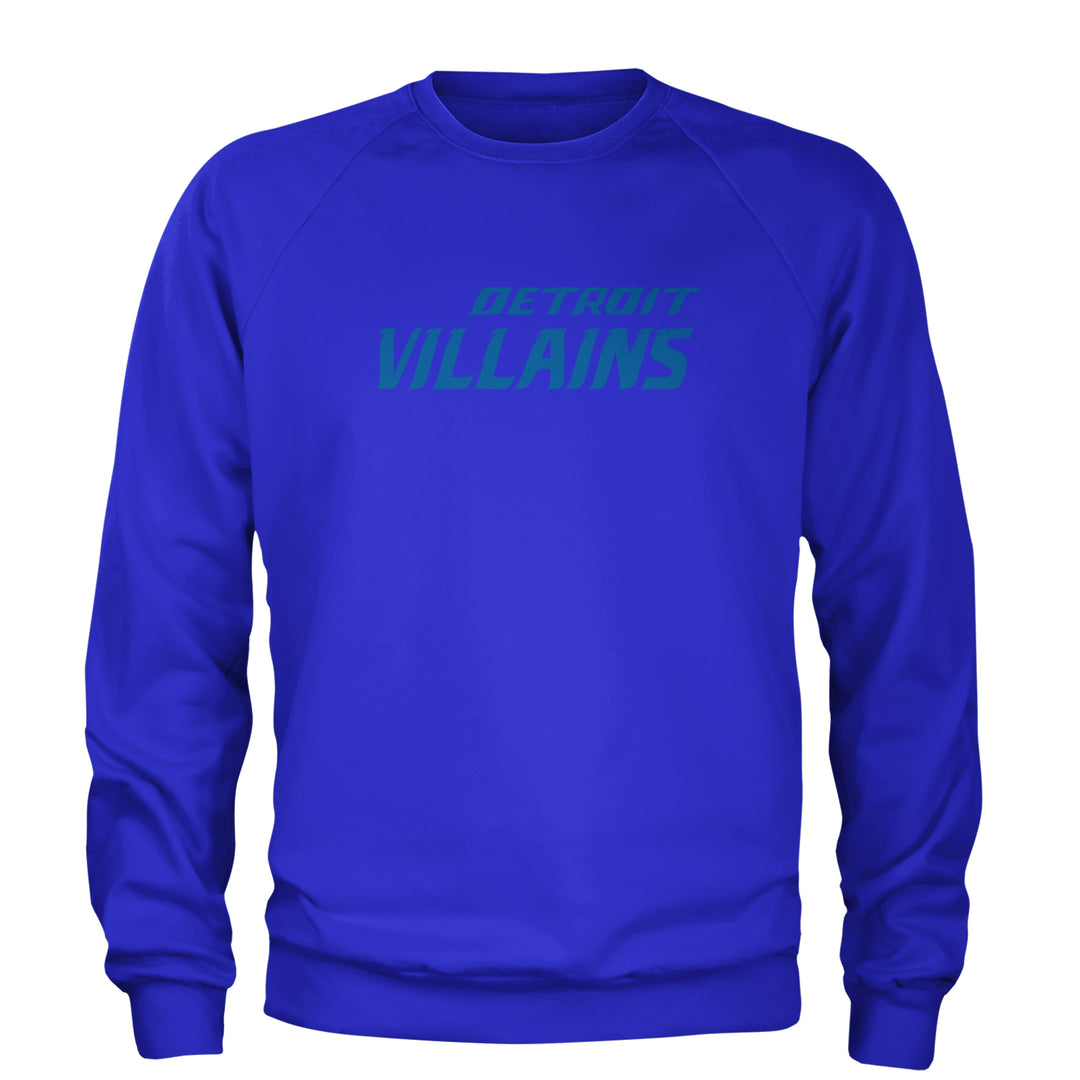 Detroit Villains Grit Football Adult Crewneck Sweatshirt Royal Blue