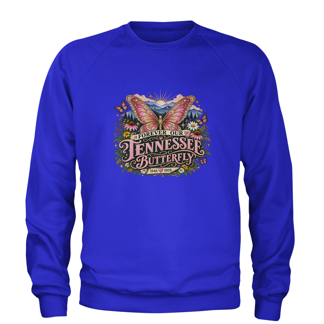 Forever Our Tennessee Butterfly Dolly Adult Crewneck Sweatshirt Royal Blue