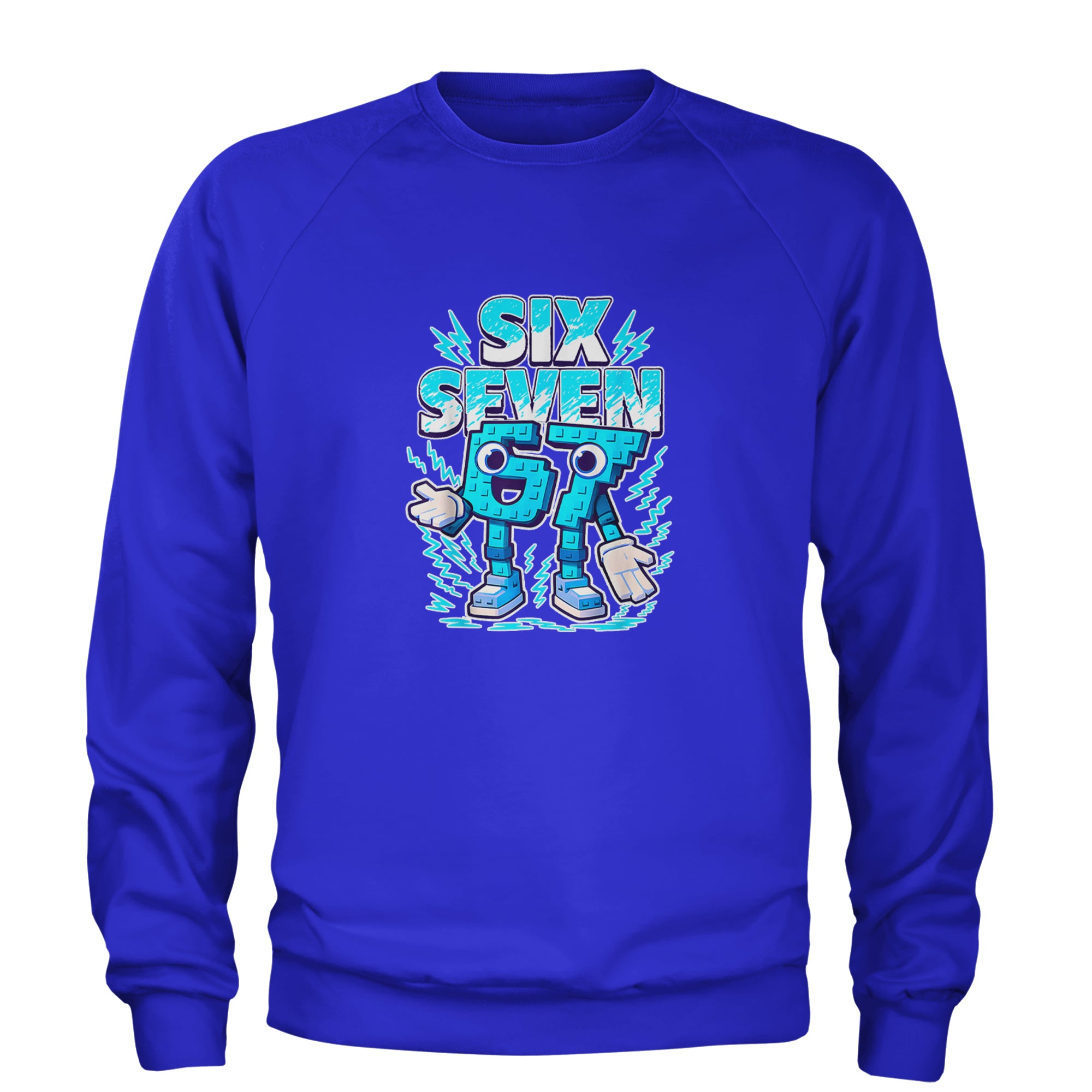 67 Brainrot Meme Slang Adult Crewneck Sweatshirt Royal Blue
