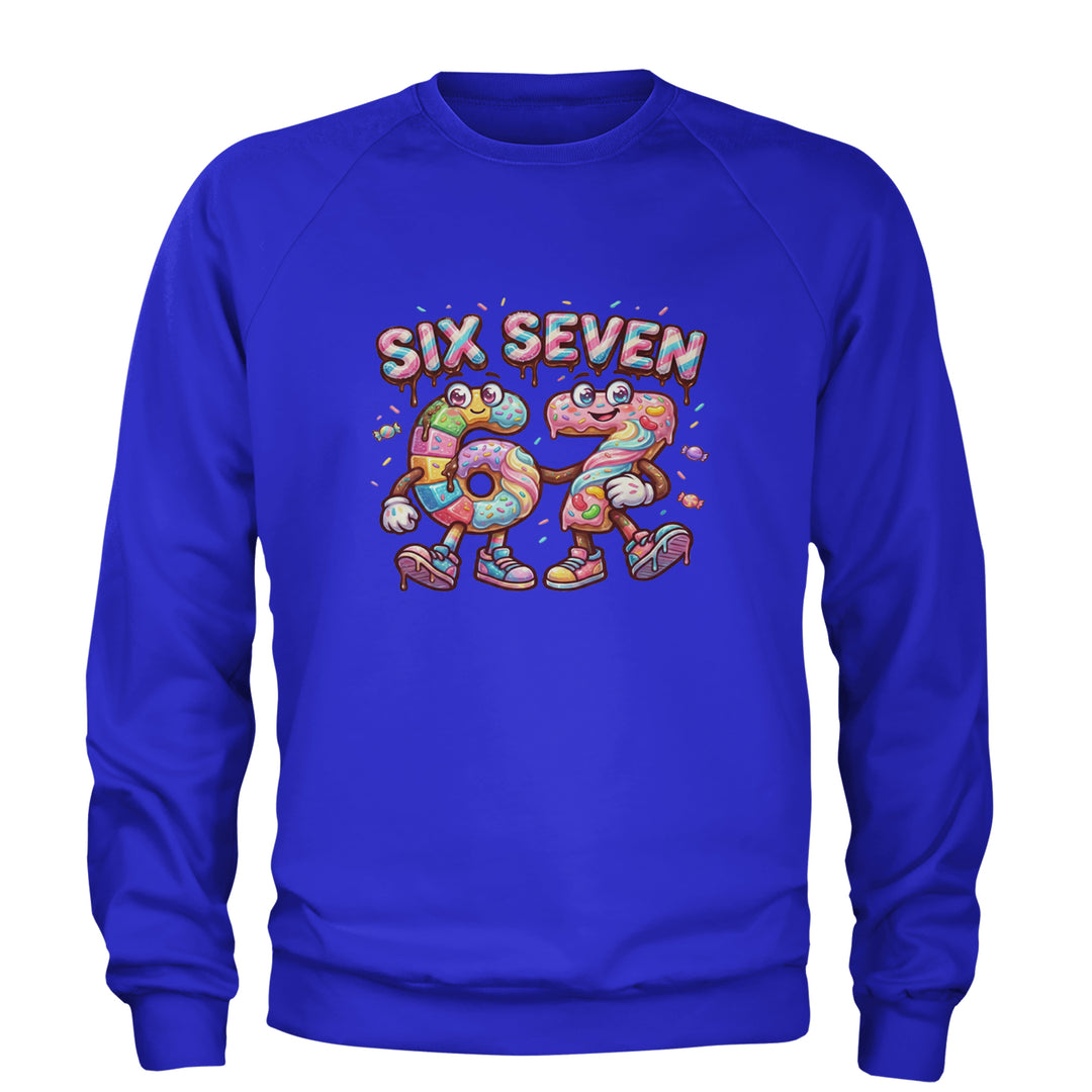 67 Candy Swirl Meme Adult Crewneck Sweatshirt Royal Blue