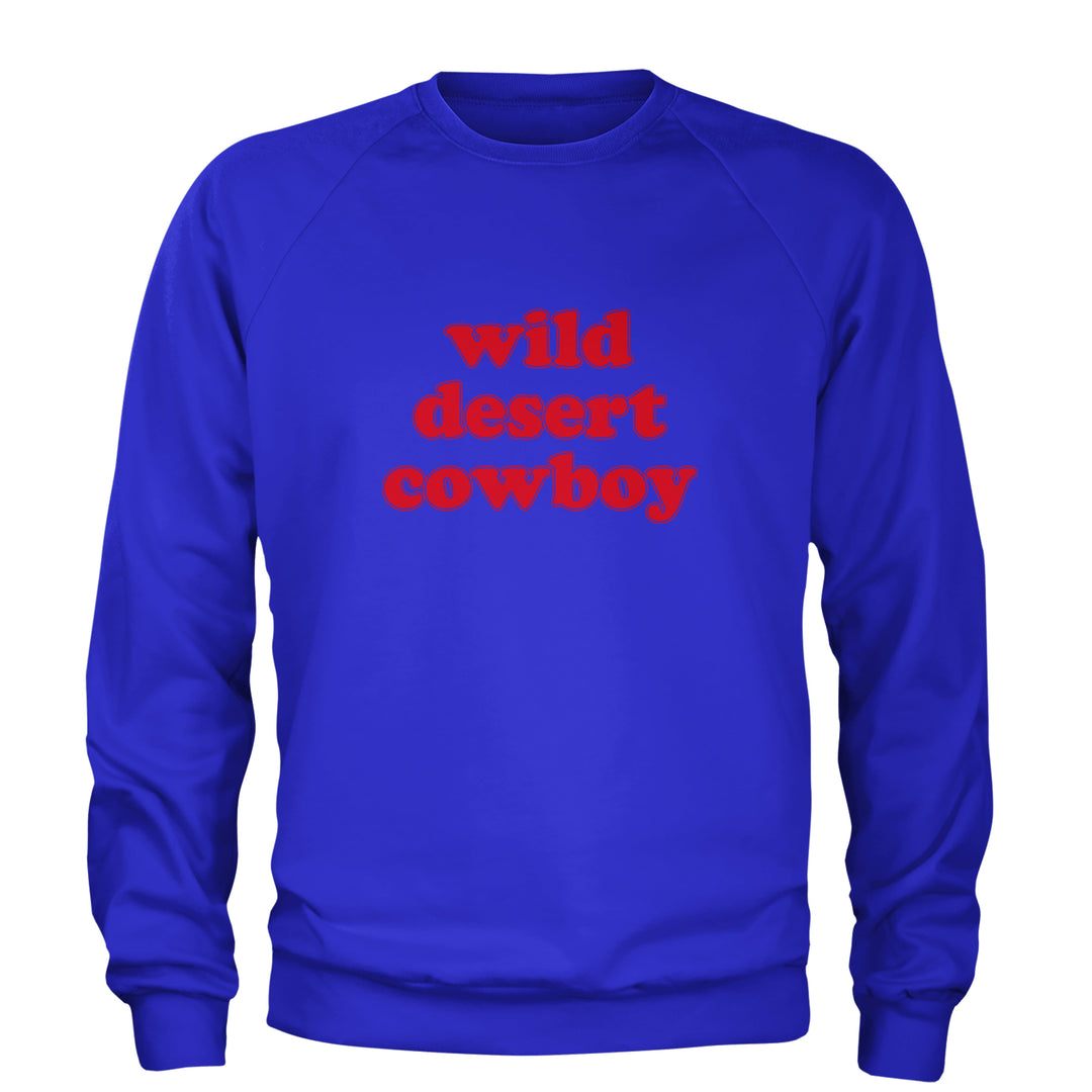 Wild Desert Cowboy Country Adult Crewneck Sweatshirt Royal Blue