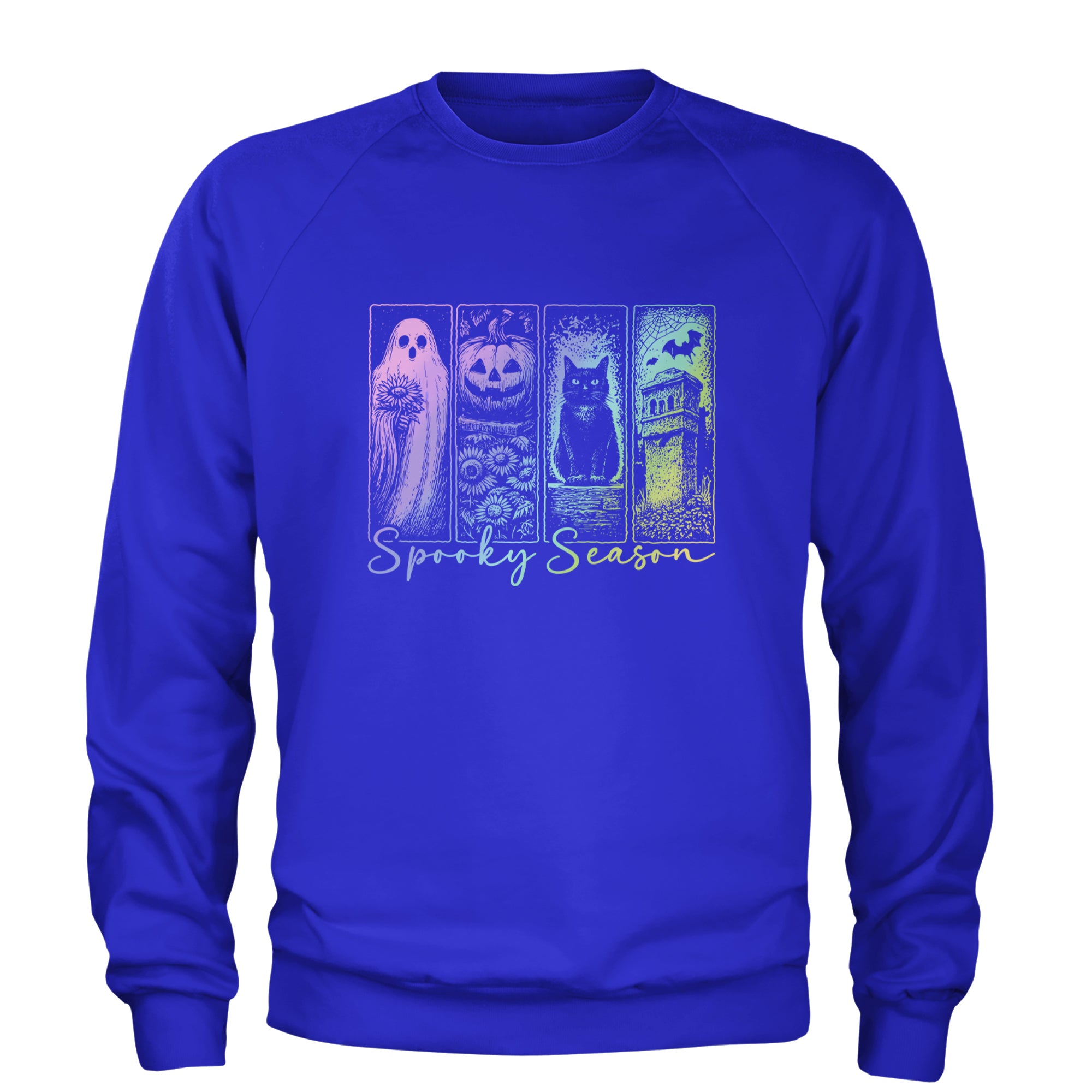 Spooky Season Cute Pastel Halloween Design Adult Crewneck Sweatshirt Royal Blue