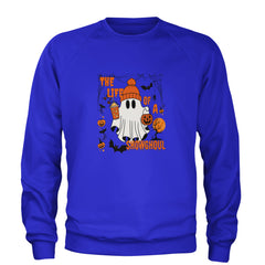 Life of a Showghoul Halloween Showgirl Vibes Adult Crewneck Sweatshirt Royal Blue