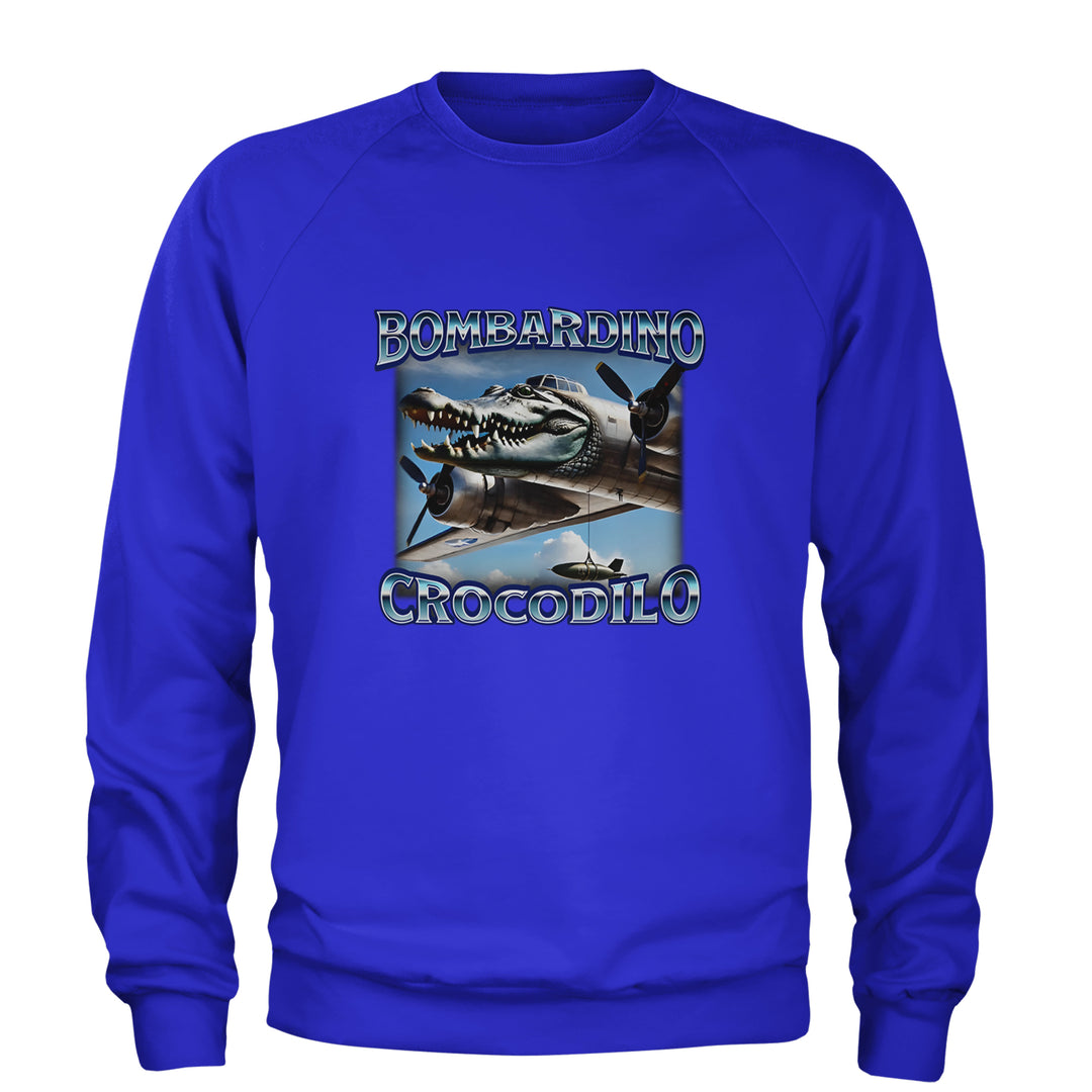 Bombardino Crocodilo Brainrot Adult Crewneck Sweatshirt Royal Blue