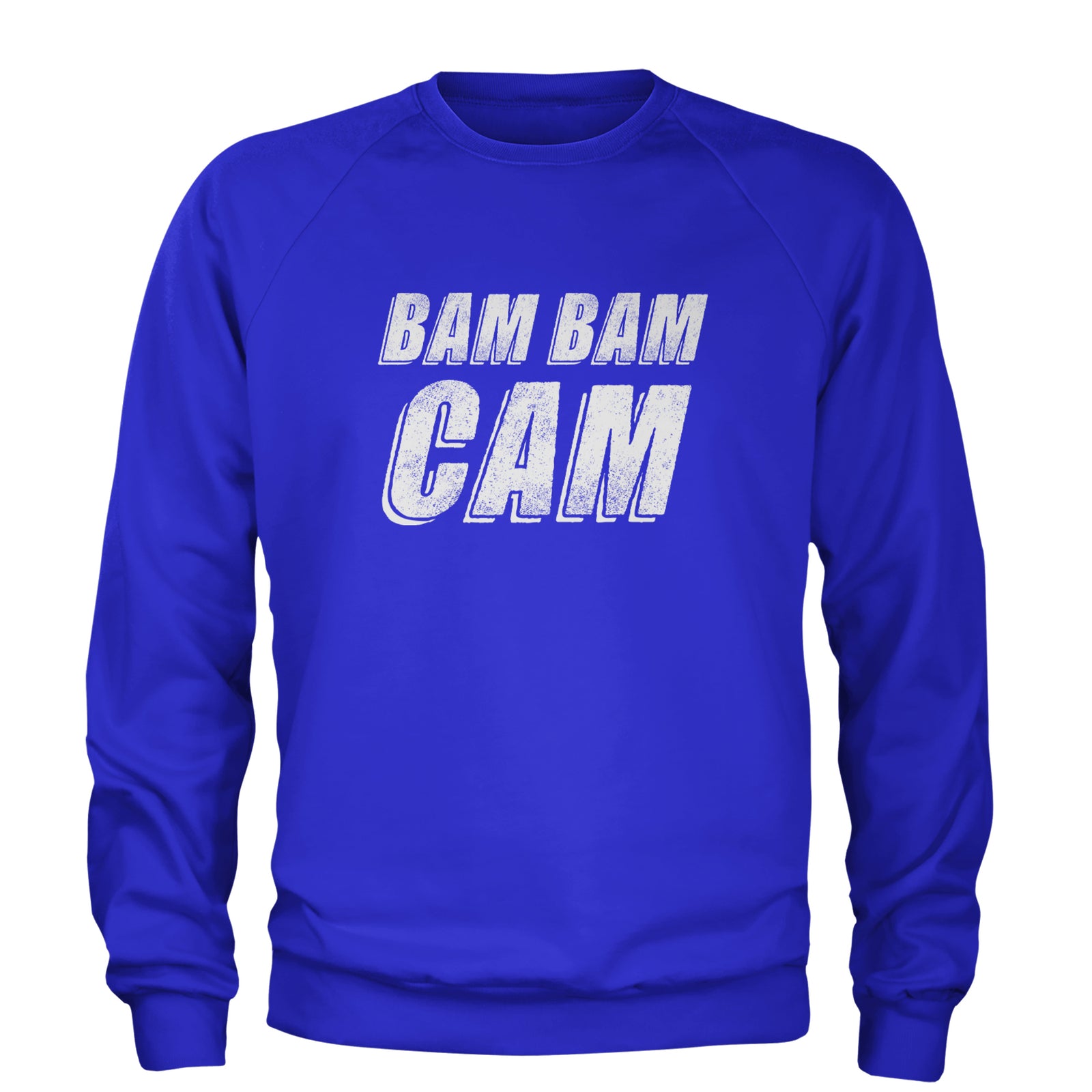 Bam Bam Cam Adult Crewneck Sweatshirt Royal Blue