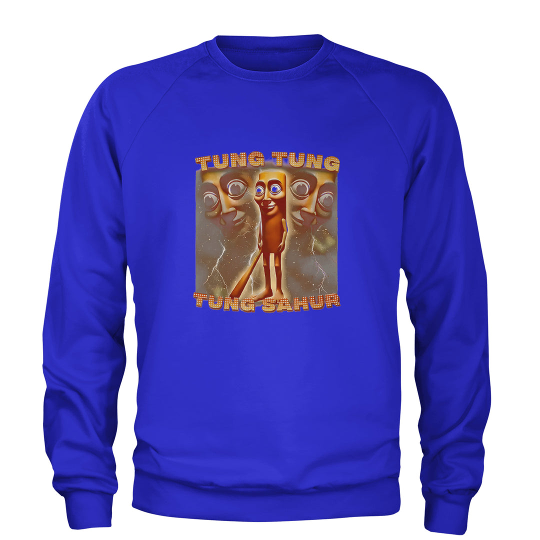 Tung Tung Tung Sahur Enforcer Adult Crewneck Sweatshirt Royal Blue