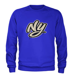 NYC New York City Grunge Street Adult Crewneck Sweatshirt Royal Blue