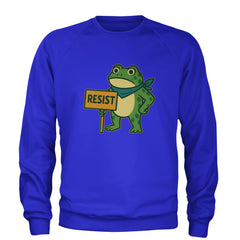 Sign Resist Meme Frog Protest Adult Crewneck Sweatshirt Royal Blue