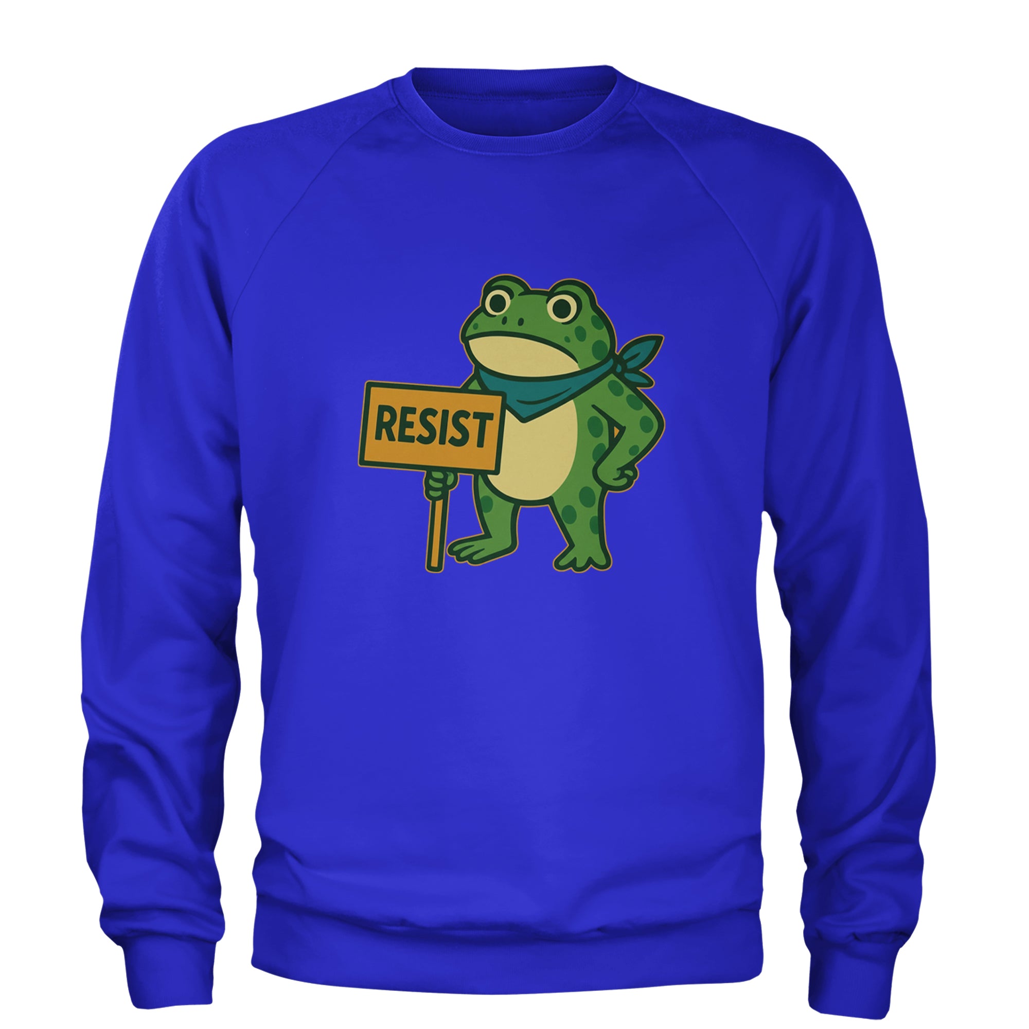 Sign Resist Meme Frog Protest Adult Crewneck Sweatshirt Royal Blue