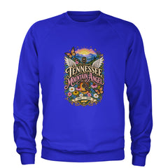 Tennessee Mountain Angel Wings Dolly Adult Crewneck Sweatshirt Royal Blue