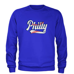 Philly Baseball Stitching Adult Crewneck Sweatshirt Royal Blue