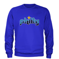 Skyline Philly Philadelphia Adult Crewneck Sweatshirt Royal Blue