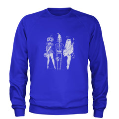 Vintage Spooky Squad Pinup Halloween Design Adult Crewneck Sweatshirt Royal Blue