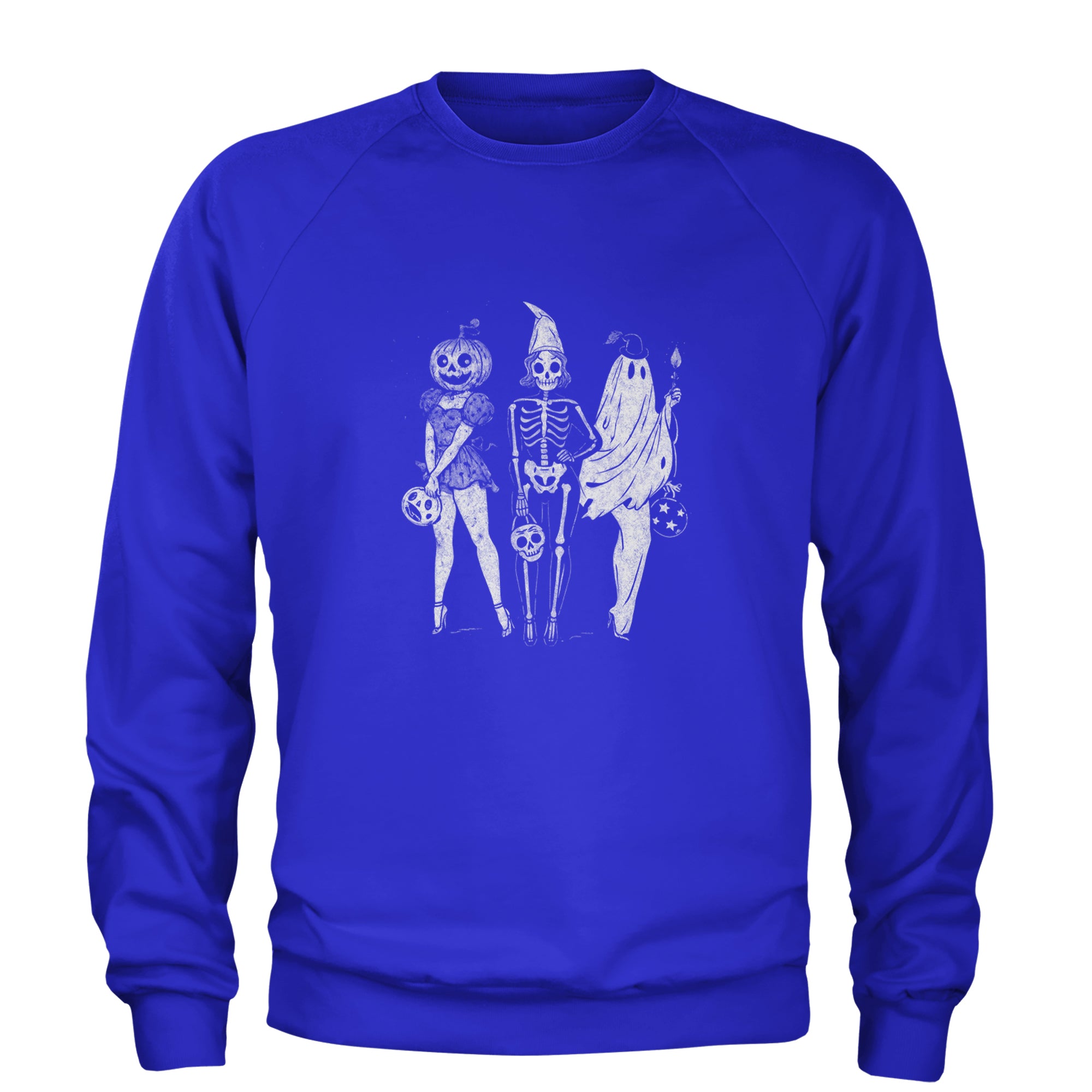 Vintage Spooky Squad Pinup Halloween Design Adult Crewneck Sweatshirt Royal Blue