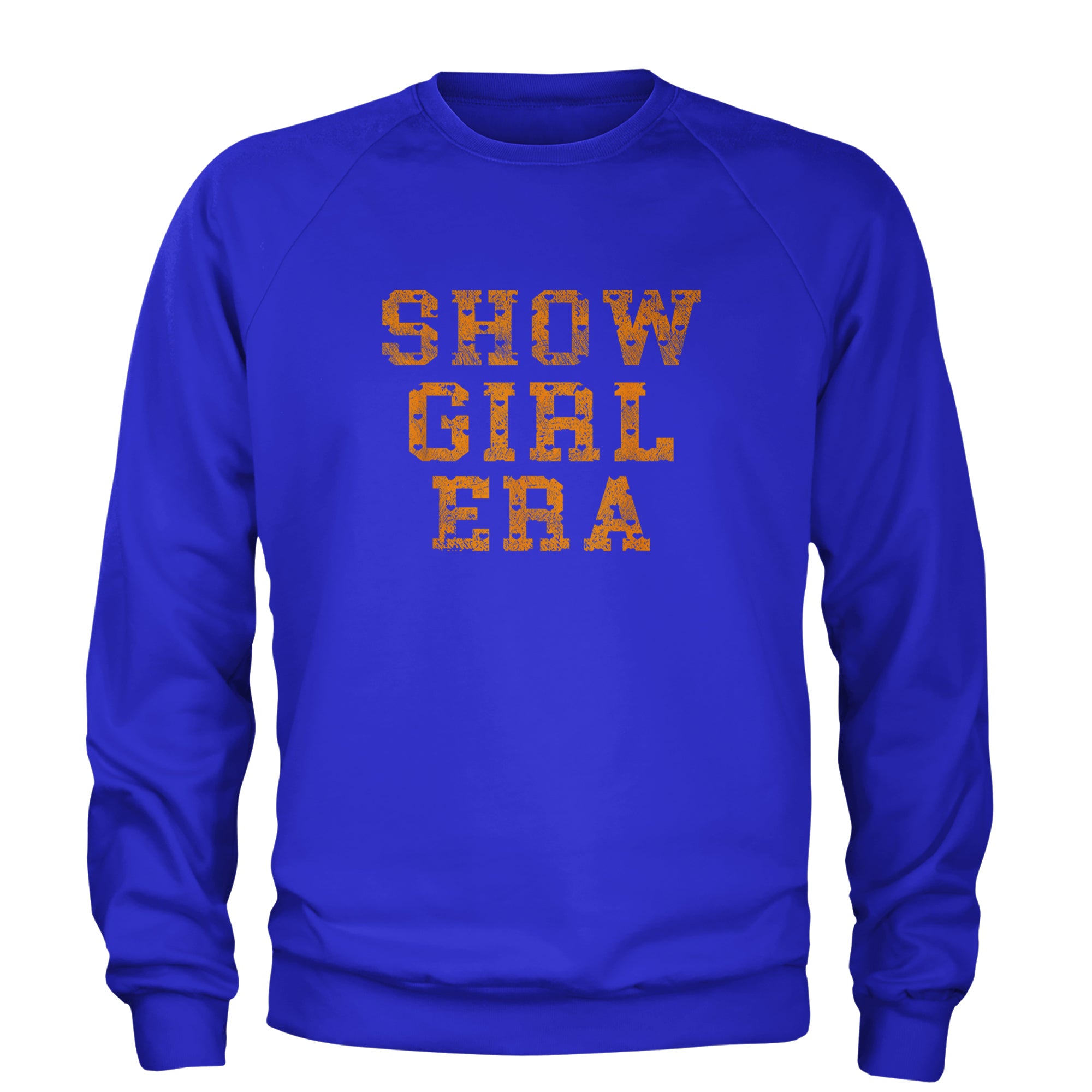 Vintage Showgirl Era Heart Adult Crewneck Sweatshirt Royal Blue
