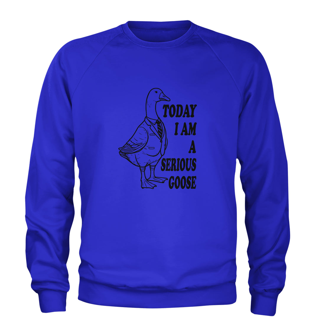 Today I Am A Serious Goose Adult Crewneck Sweatshirt Royal Blue