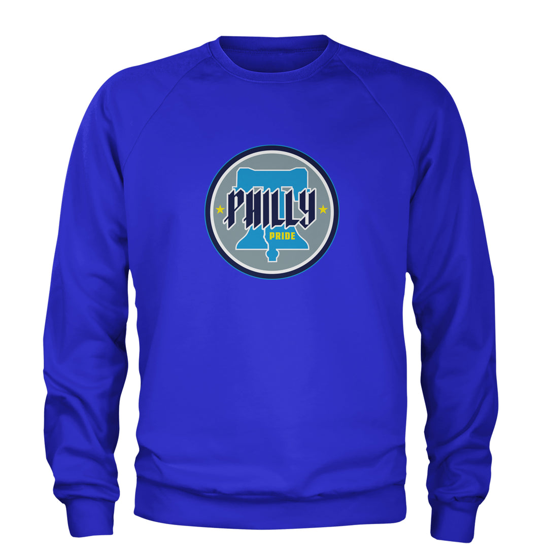 Philly Pride Liberty Bell Adult Crewneck Sweatshirt Royal Blue
