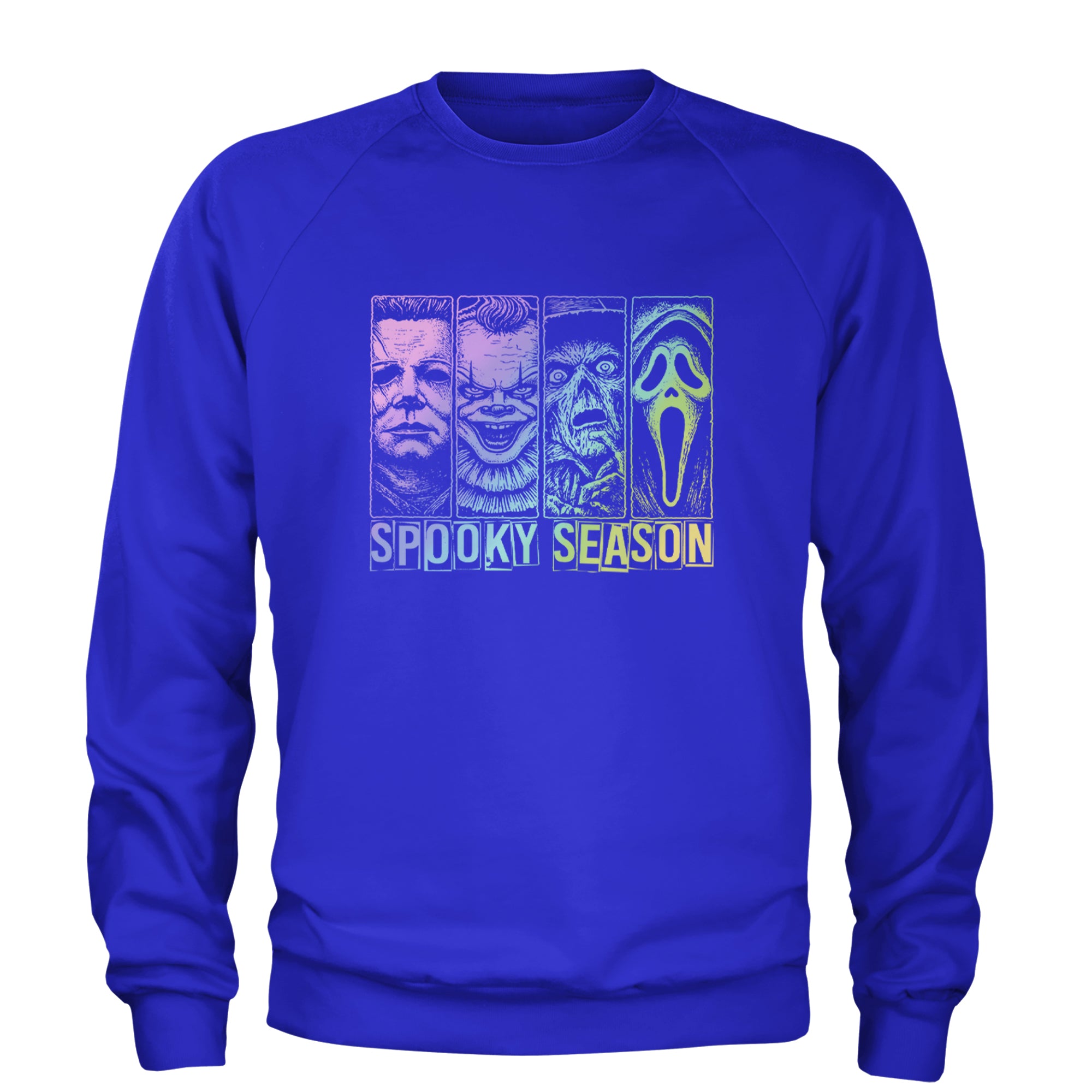 Spooky Season Horror Icons Halloween Adult Crewneck Sweatshirt Royal Blue