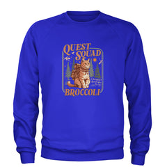Quest Squad Broccoli Cat Fantasy Reader  Adult Crewneck Sweatshirt Royal Blue