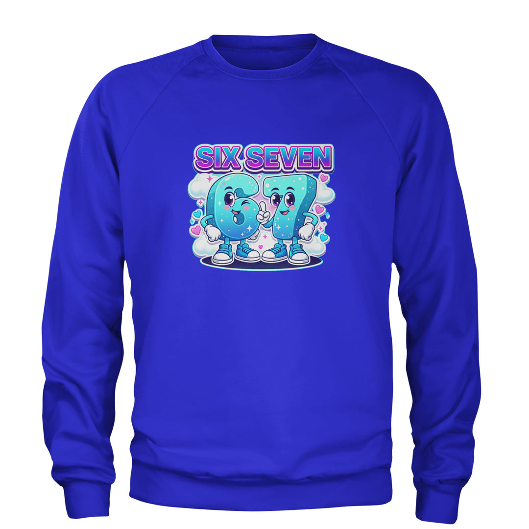 67 Six Seven Meme Kawaii Cloud Adult Crewneck Sweatshirt Royal Blue