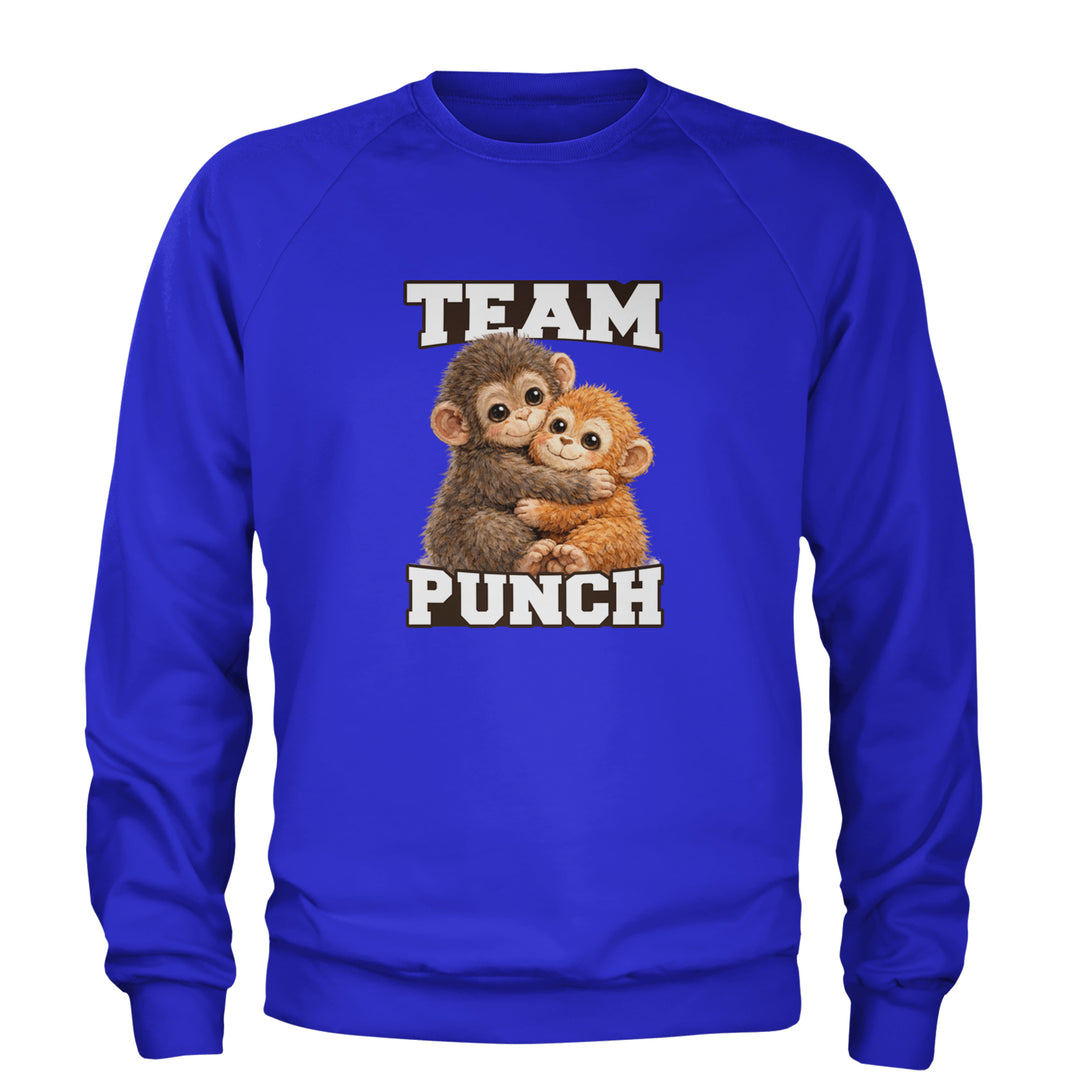 Team Punch Panchi-kun Monkey Adult Crewneck Sweatshirt Royal Blue