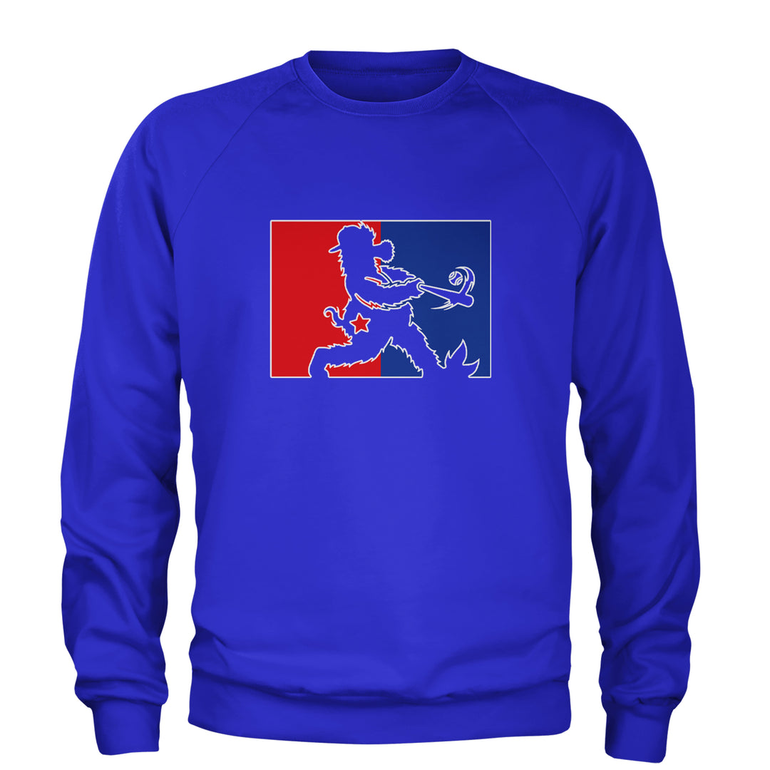 Batter Up Philly Baseball Phan Adult Crewneck Sweatshirt Royal Blue
