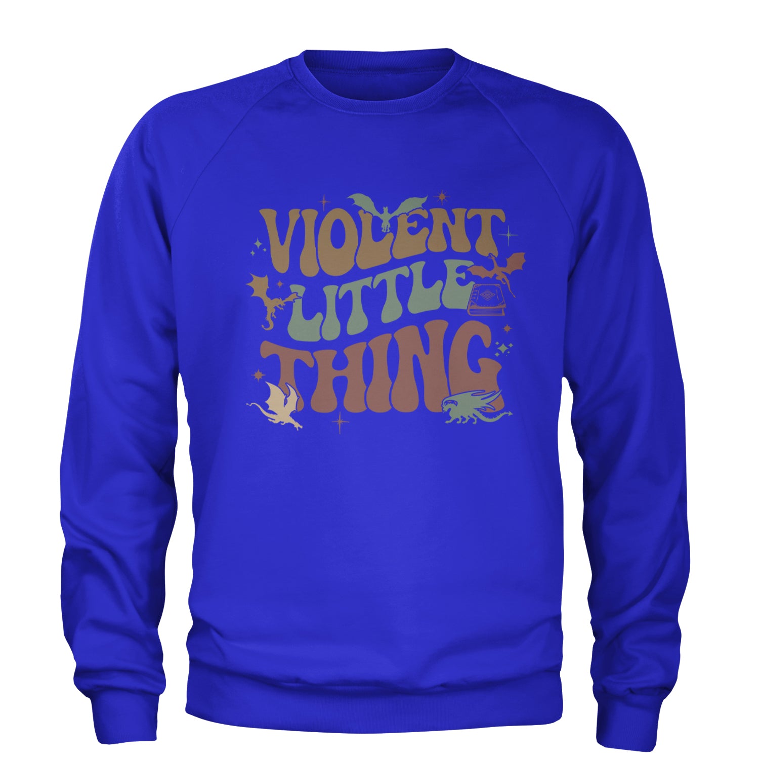 Violent Little Thing Dragon Adult Crewneck Sweatshirt Royal Blue