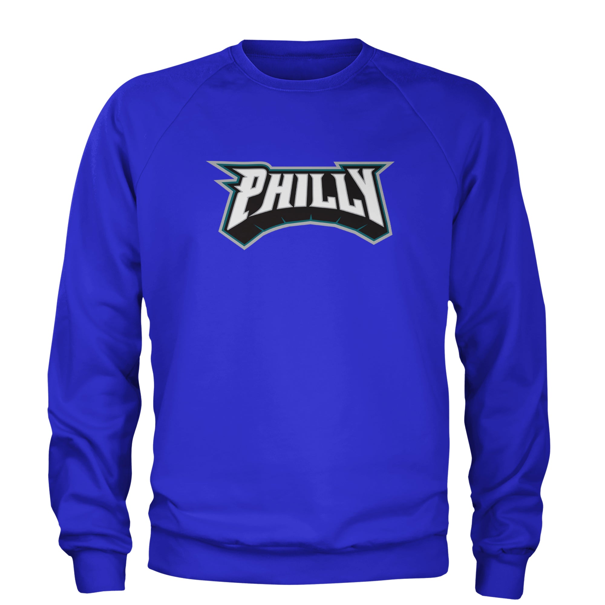 Philly Bold Block Throwback Adult Crewneck Sweatshirt Royal Blue