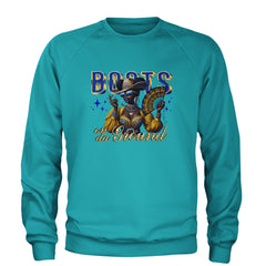 Boots On Da Ground Folding Fan Adult Crewneck Sweatshirt Teal