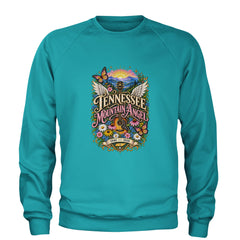 Tennessee Mountain Angel Wings Dolly Adult Crewneck Sweatshirt Teal