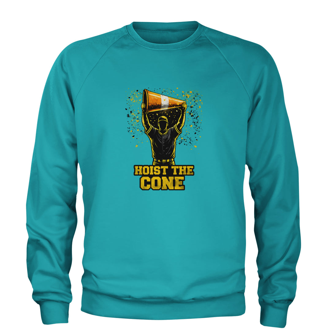 Hoist The Cone Pittsburgh Pride Adult Crewneck Sweatshirt Teal