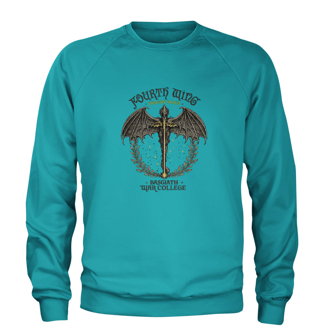 Fourth Wing Dragon Rider Vintage Basgiath War College Adult Crewneck Sweatshirt Teal