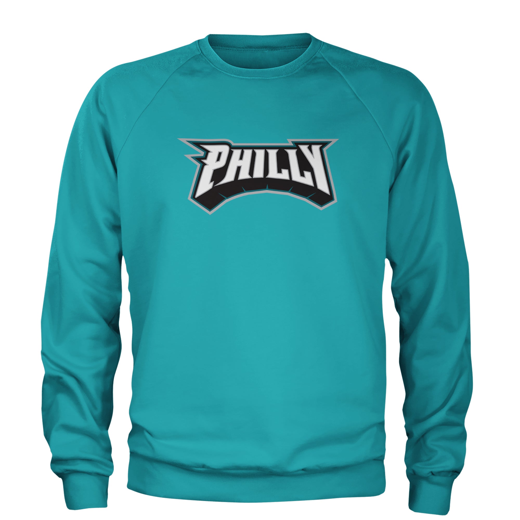 Philly Bold Block Throwback Adult Crewneck Sweatshirt Teal