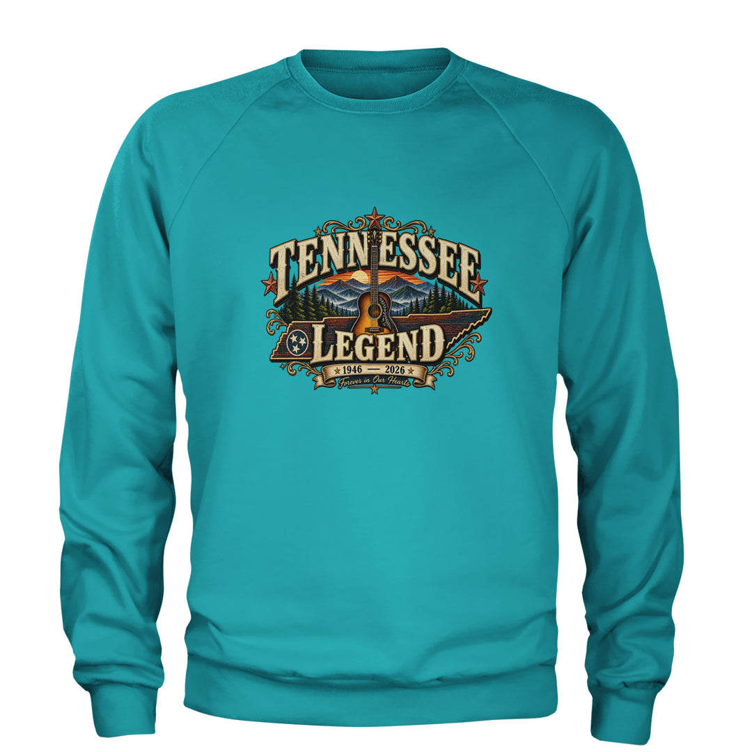 Tennessee Legend Country Music Dolly Adult Crewneck Sweatshirt Teal