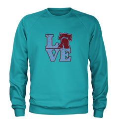 Love Philly Liberty Bell Adult Crewneck Sweatshirt Teal