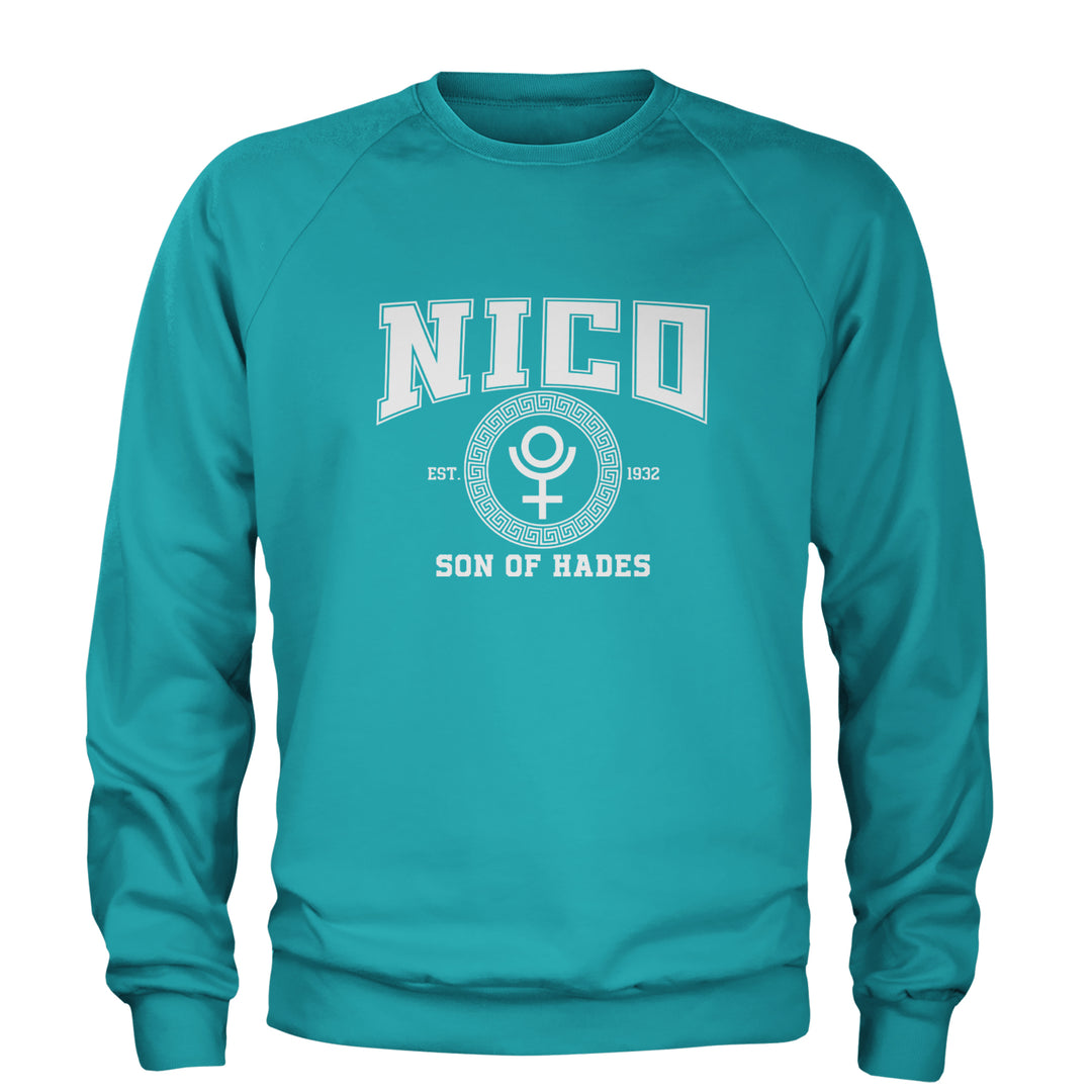 Nico Son of Hades Underworld Crest Adult Crewneck Sweatshirt Teal