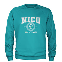 Nico Son of Hades Underworld Crest Adult Crewneck Sweatshirt Teal