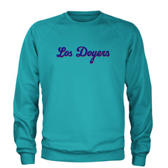 Los Doyers LA Baseball Adult Crewneck Sweatshirt Teal
